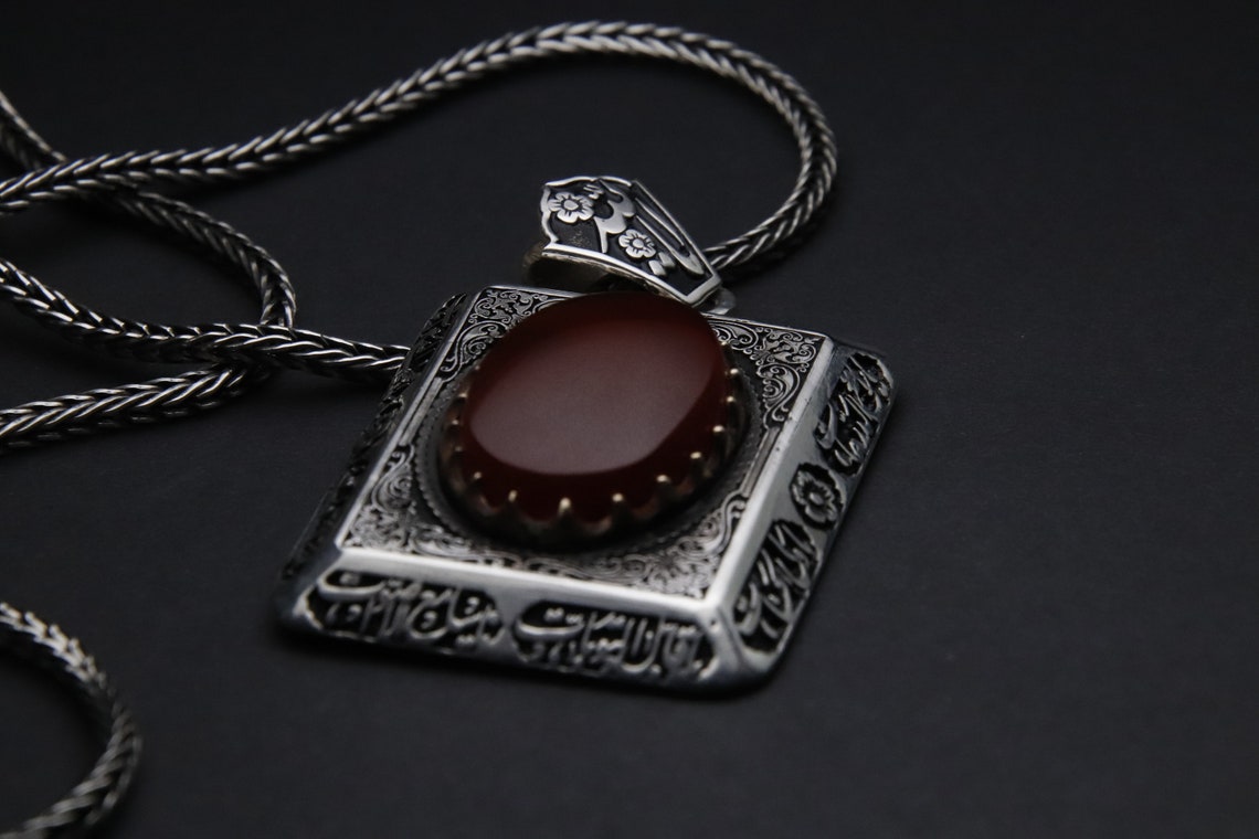 Akik Taşlı Gravür işlemeli Otantik Osmanlı sanatı.