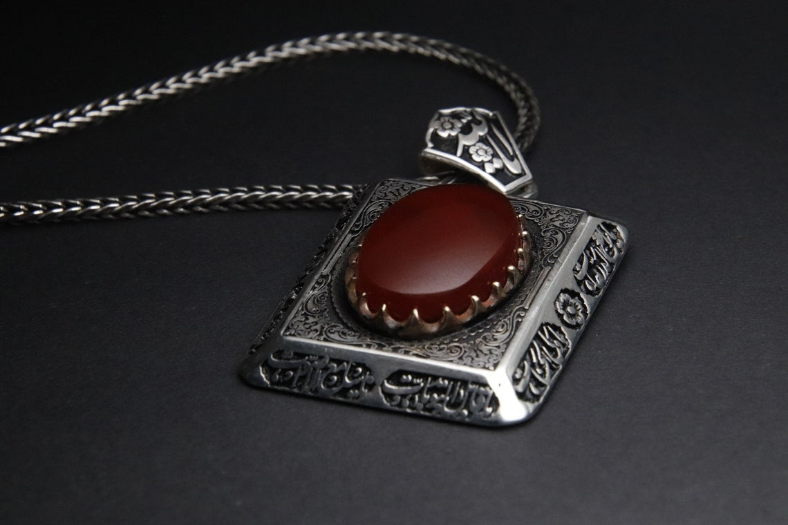 Akik Taşlı Gravür işlemeli Otantik Osmanlı sanatı.