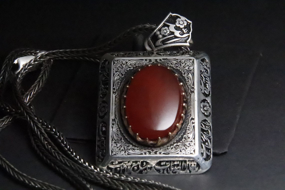 Akik Taşlı Gravür işlemeli Otantik Osmanlı sanatı.